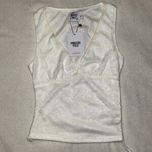 NWT Princess Polly White V Neck Lace Truth Top